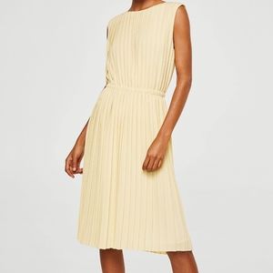 MNG Suit Mango Yellow Pleated Midi Dress